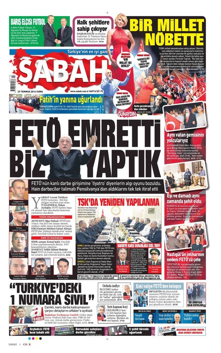Türkiye 15 Temmuz ihanetini SABAH’tan okudu!