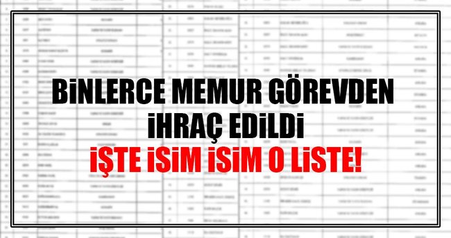 Kamudan ihraç edilenlerin tam listesi