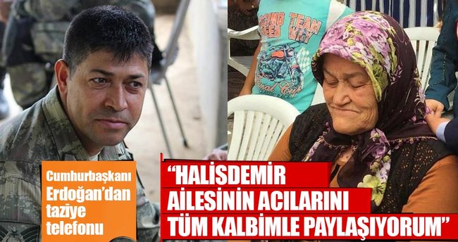 Cumhurbaşkanı Erdoğan'dan Halisdemir'in annesi için taziye