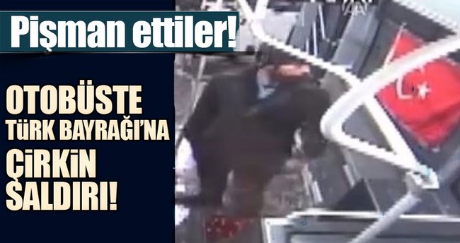 Otobüste Türk bayrağına çirkin saldırı!