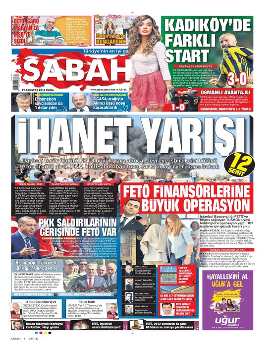 Türkiye 15 Temmuz ihanetini SABAH’tan okudu!