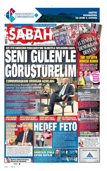 Türkiye 15 Temmuz ihanetini SABAH’tan okudu!