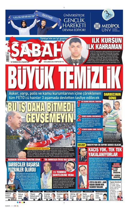 Türkiye 15 Temmuz ihanetini SABAH’tan okudu!
