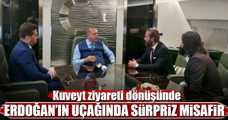 Erdoğan'ın uçağında sürpriz misafirler