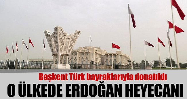 Katar'da başkent Türk bayraklarıyla donatıldı