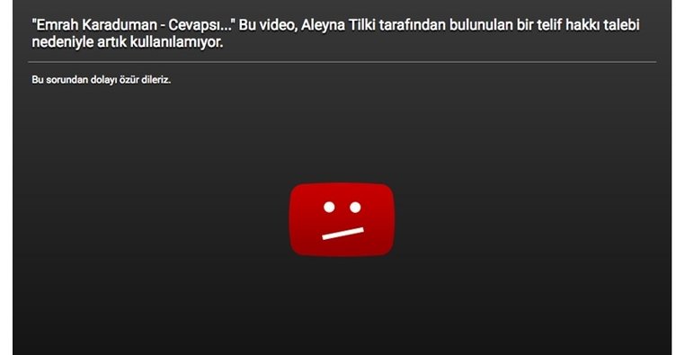Aleyna Tilki'nin 'Cevapsız Çınlama' şarkısı telif nedeniyle Youtube'den kaldırıldı