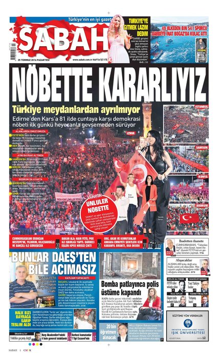 Türkiye 15 Temmuz ihanetini SABAH’tan okudu!