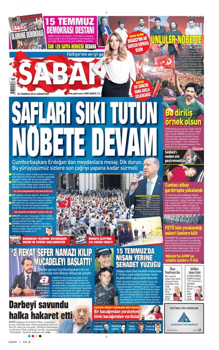 Türkiye 15 Temmuz ihanetini SABAH’tan okudu!