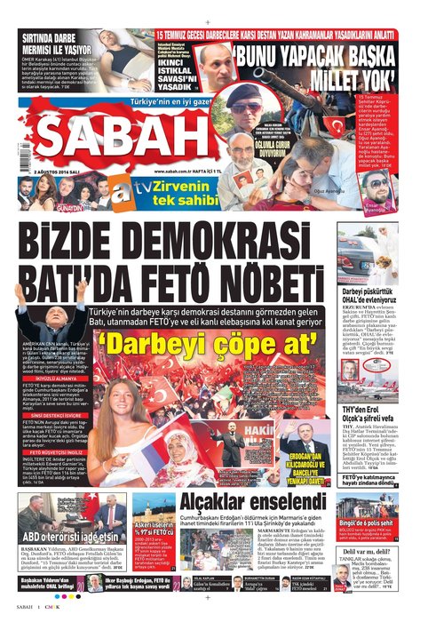 Türkiye 15 Temmuz ihanetini SABAH’tan okudu!