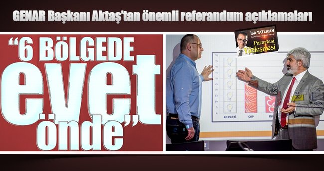 GENAR Başkanı İhsan Aktaş: 6 bölgede 'evet' önde