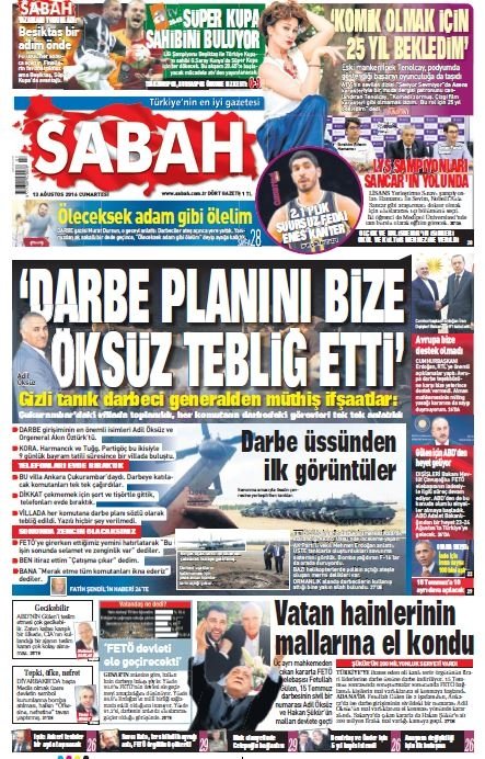 Türkiye 15 Temmuz ihanetini SABAH’tan okudu!