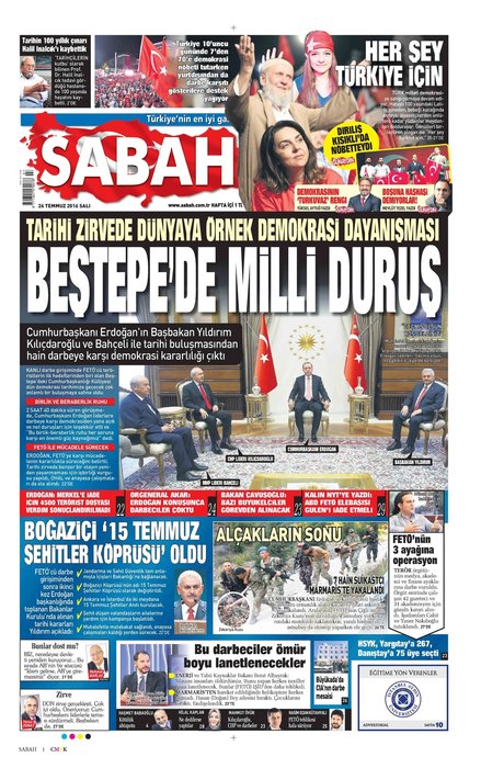 Türkiye 15 Temmuz ihanetini SABAH’tan okudu!