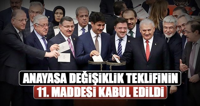 Anayasa değişiklik teklifinin 11. maddesi kabul edildi