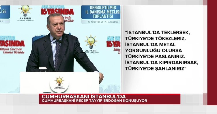 Cumhurbaşkanı Erdoğan İstanbul'da konuşuyor