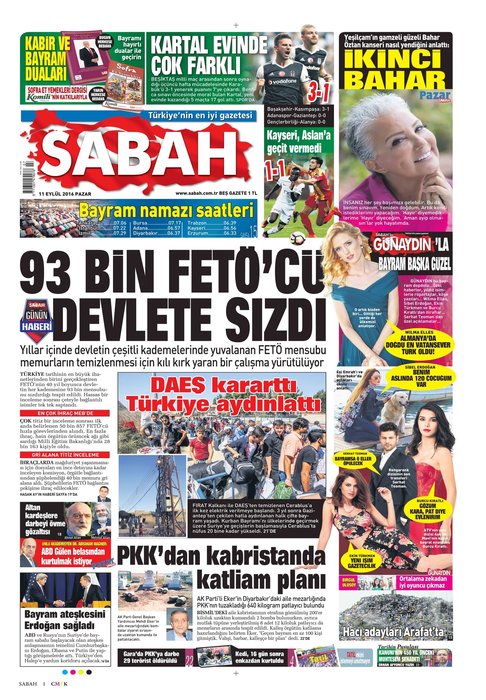 Türkiye 15 Temmuz ihanetini SABAH’tan okudu!